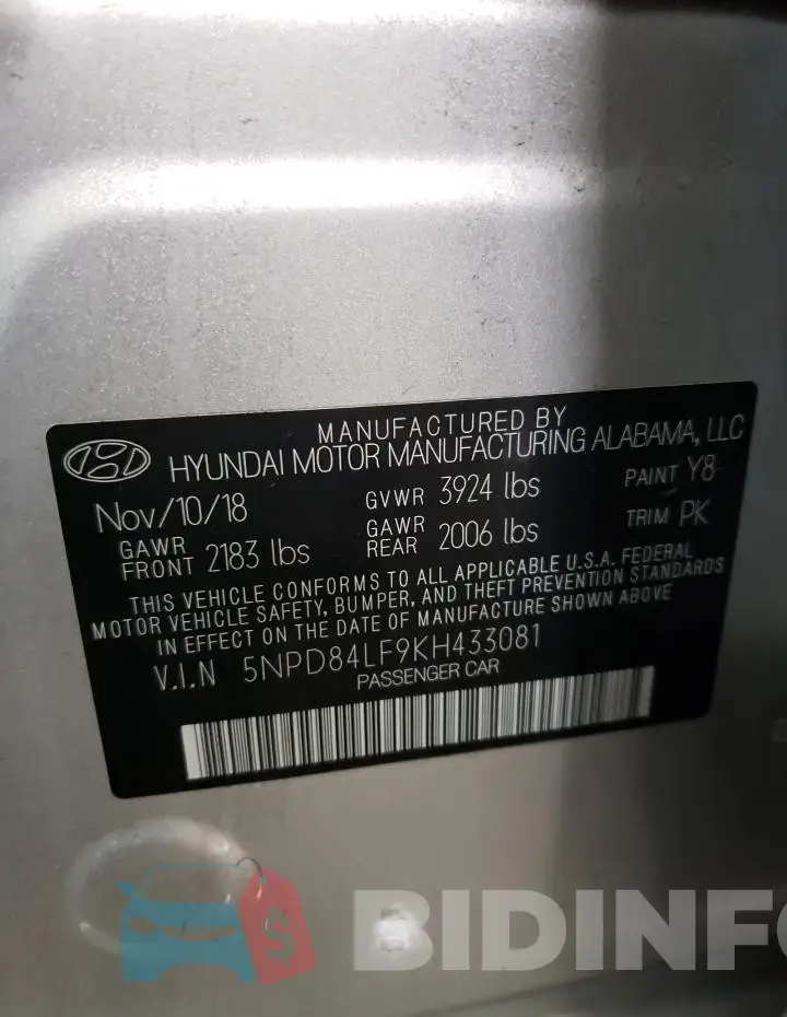 5NPD84LF9KH433081 Photo# 12