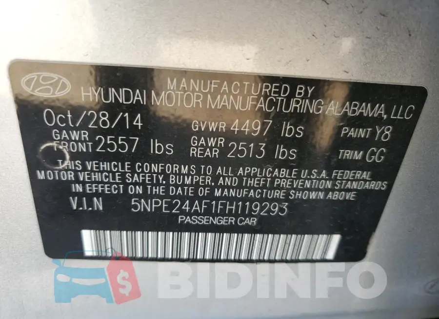 5NPE24AF1FH119293 Photo# 12