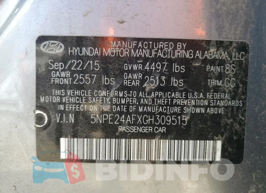 5NPE24AFXGH309515 Photo# 12