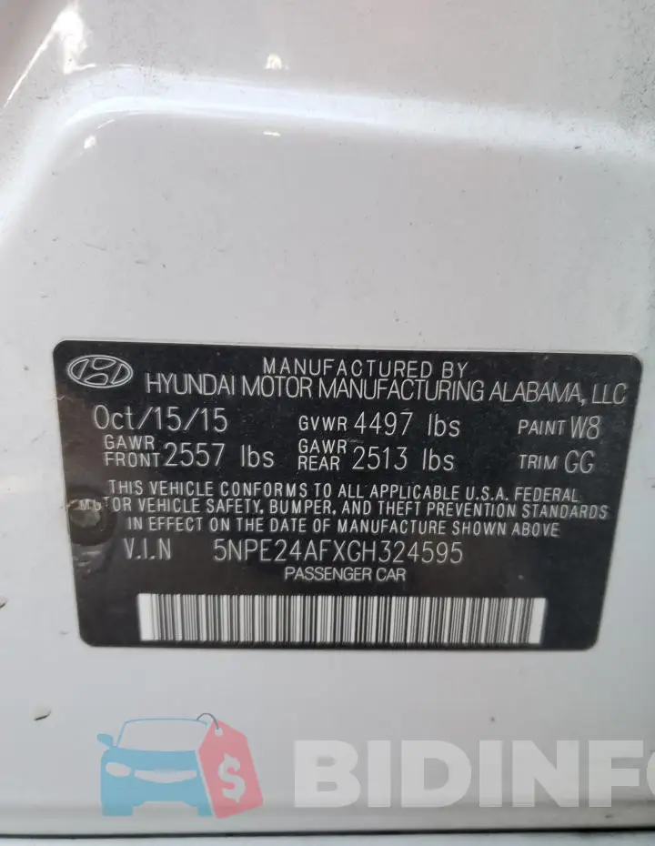 5NPE24AFXGH324595 Photo# 12