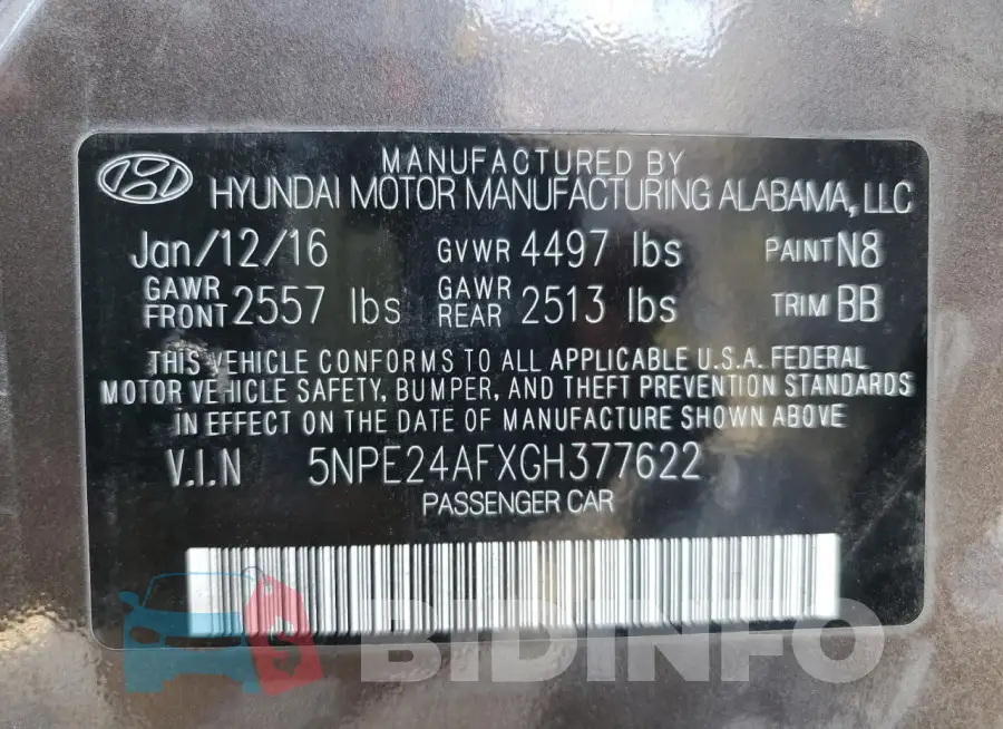 5NPE24AFXGH377622 Photo# 12