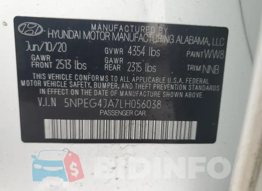 5NPEG4JA7LH056038 Photo# 12