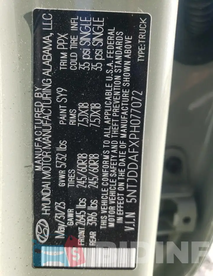 5NTJDDAFXPH077072 Photo# 12