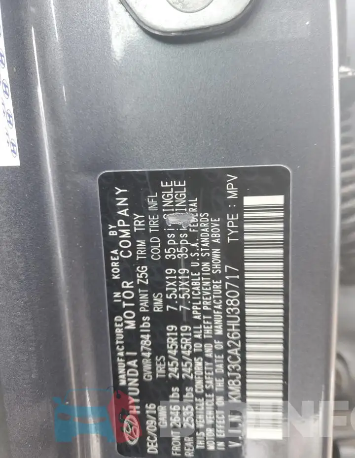 KM8J3CA26HU380717 Photo# 13
