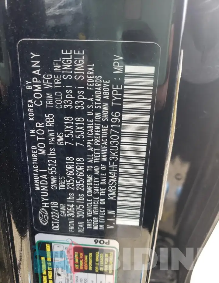 KM8SM4HF3KU307196 Photo# 13