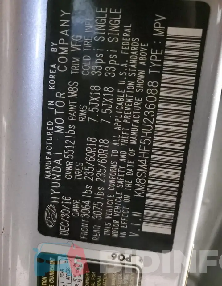 KM8SM4HF5HU236088 Photo# 14