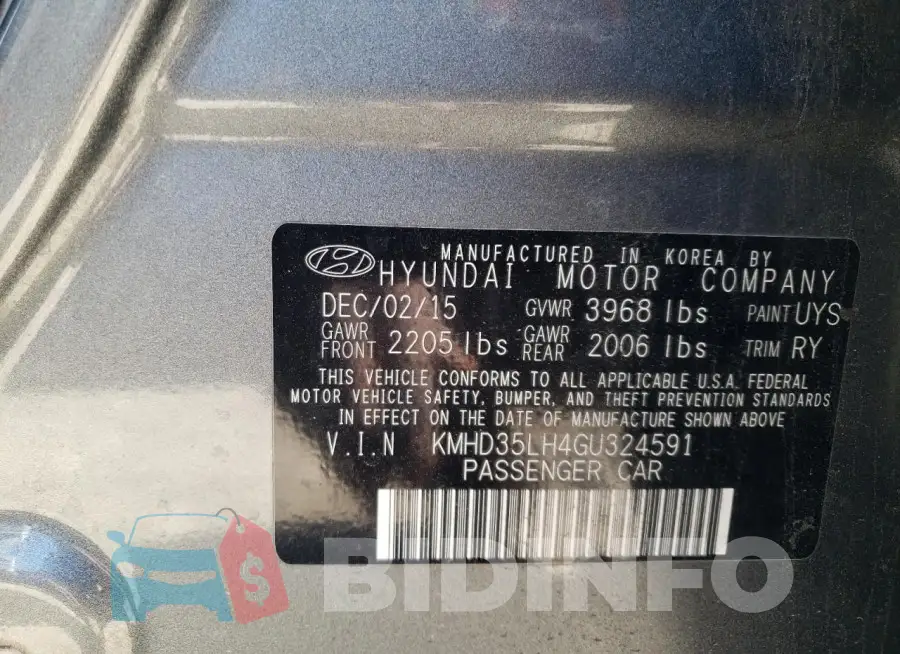 KMHD35LH4GU324591 Photo# 13