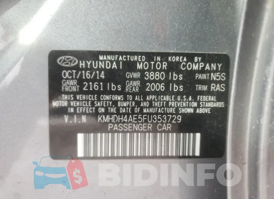 KMHDH4AE5FU353729 Photo# 12