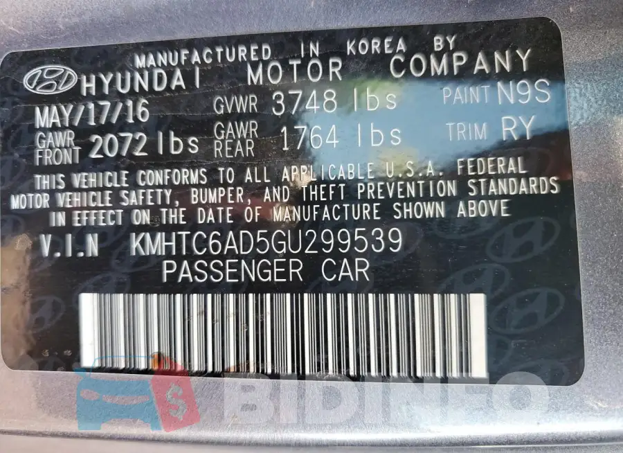 KMHTC6AD5GU299539 Photo# 12