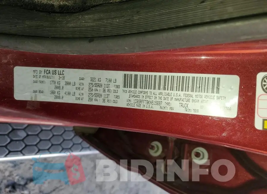 1C6SRFFT8KN515697 Photo# 12