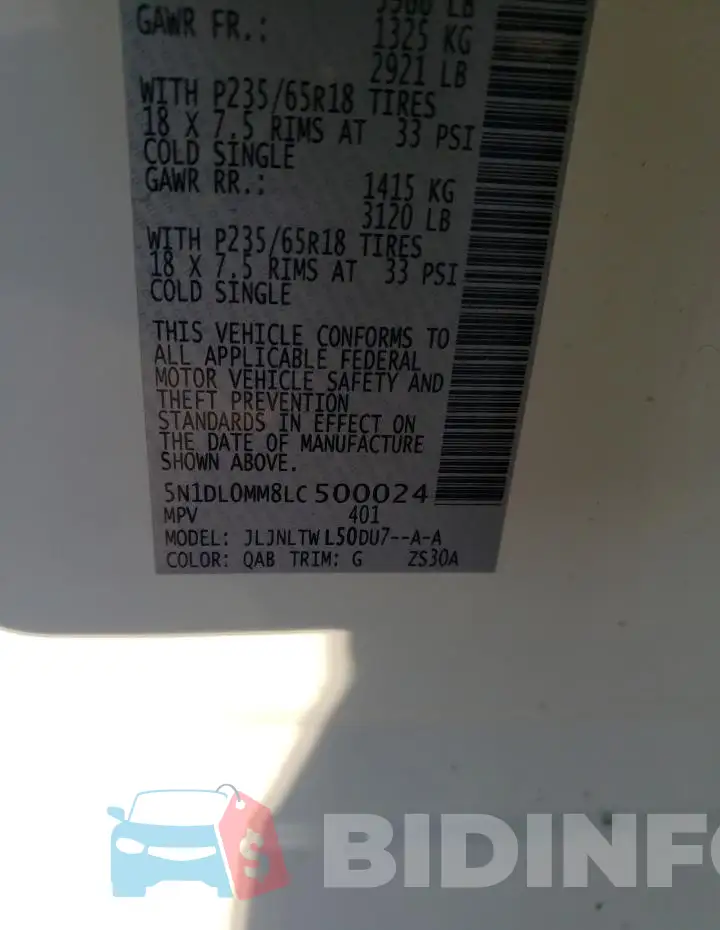 5N1DL0MM8LC500024 Photo# 13