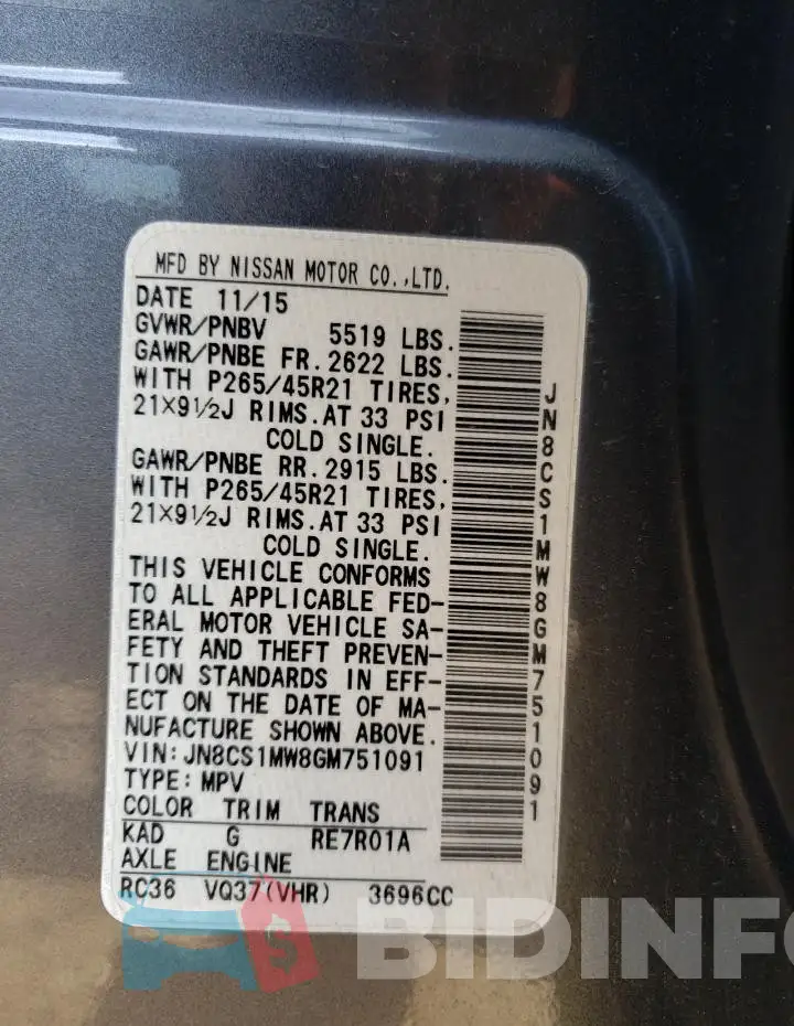 JN8CS1MW8GM751091 Photo# 14