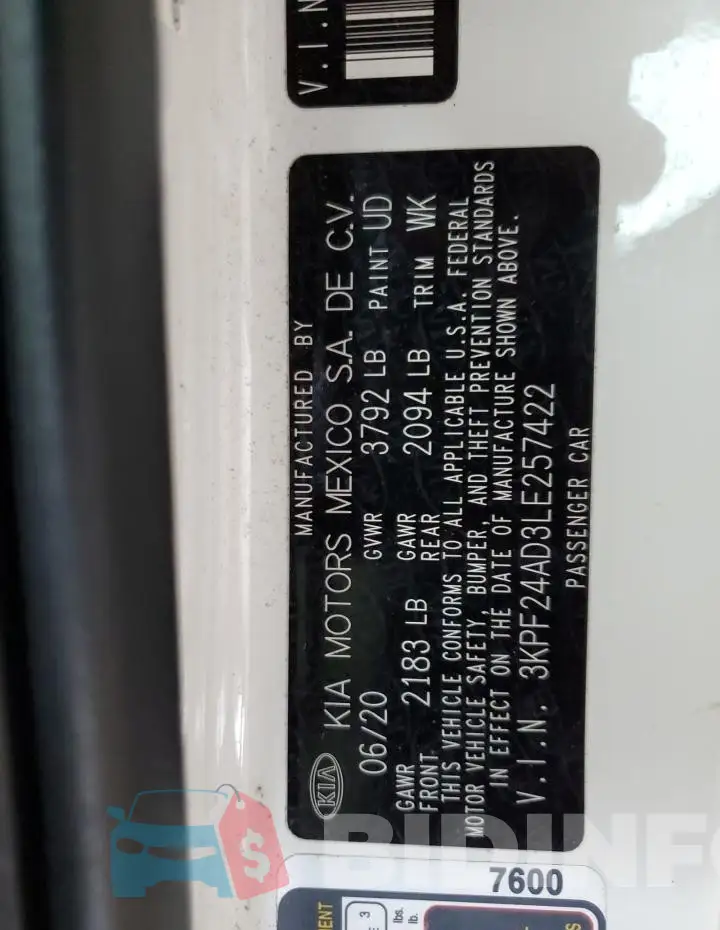 3KPF24AD3LE257422 Photo# 13