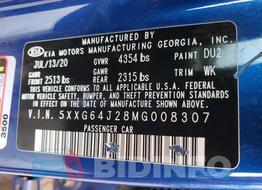5XXG64J28MG008307 Photo# 12