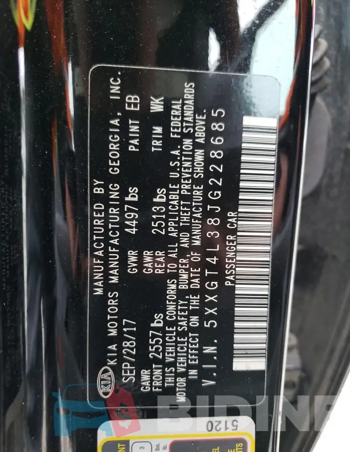 5XXGT4L38JG228685 Photo# 12
