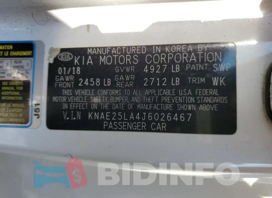 KNAE25LA4J6026467 Photo# 13