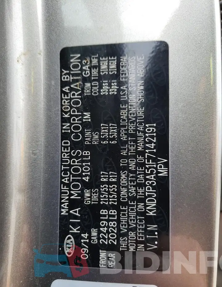 KNDJP3A51F7142191 Photo# 12