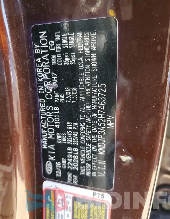 KNDJP3A52H7463725 Photo# 14