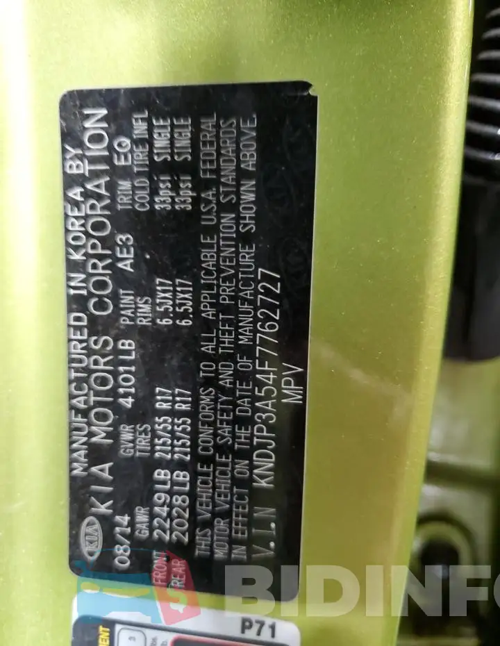 KNDJP3A54F7762727 Photo# 12