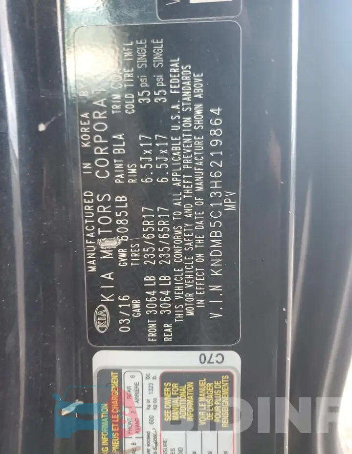 KNDMB5C13H6219864 Photo# 14