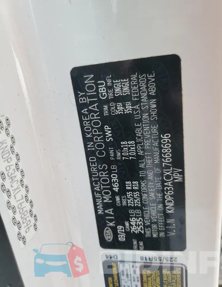KNDP63ACXL7668696 Photo# 14