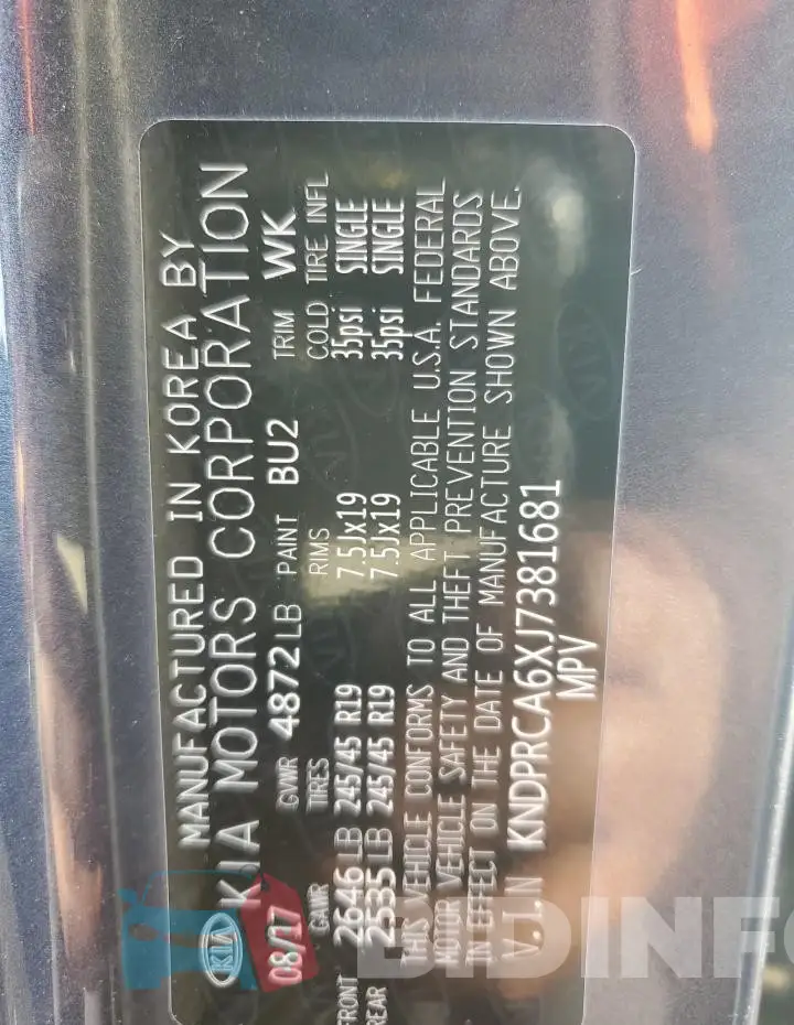 KNDPRCA6XJ7381681 Photo# 12