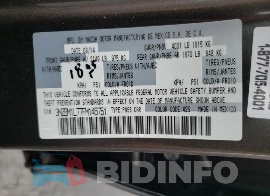 3MZBM1L77FM146751 Photo# 12