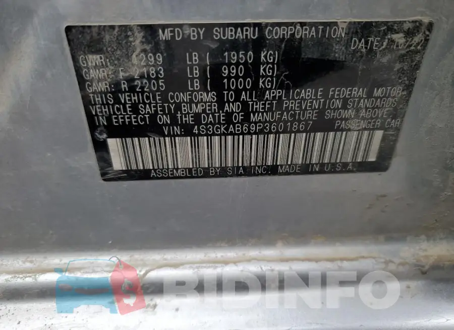 4S3GKAB69P3601867 Photo# 12