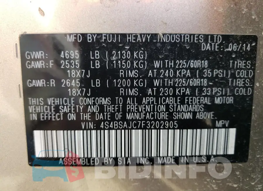 4S4BSAJC7F3202905 Photo# 13