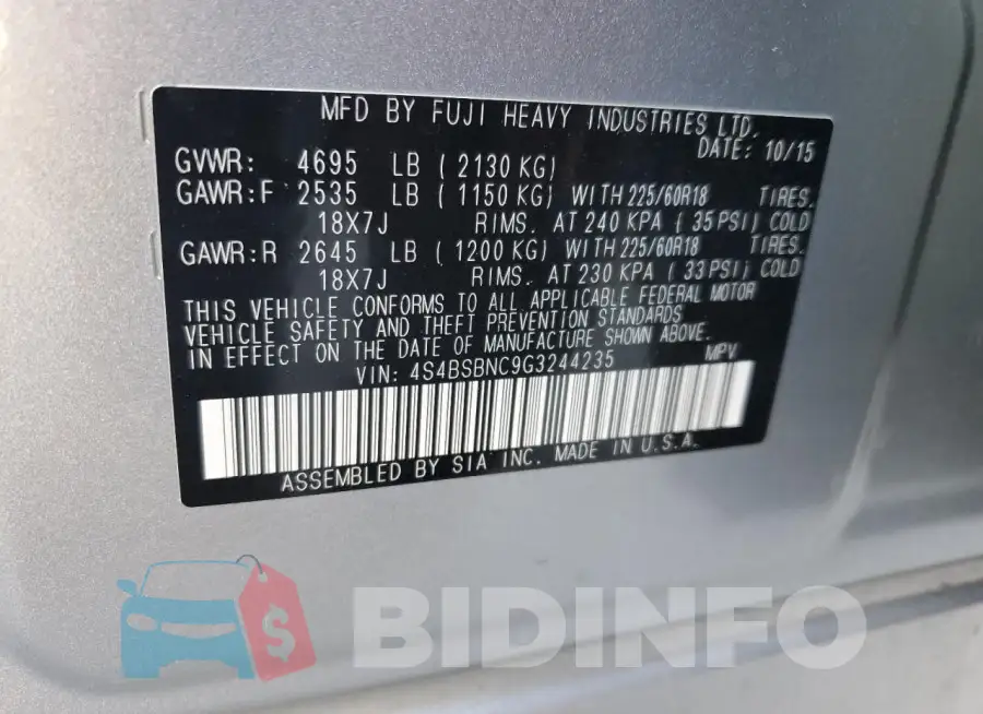 4S4BSBNC9G3244235 Photo# 14