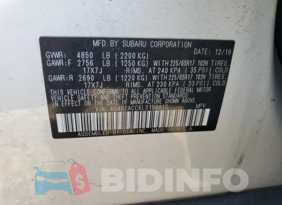 4S4BTACC6L3150415 Photo# 13
