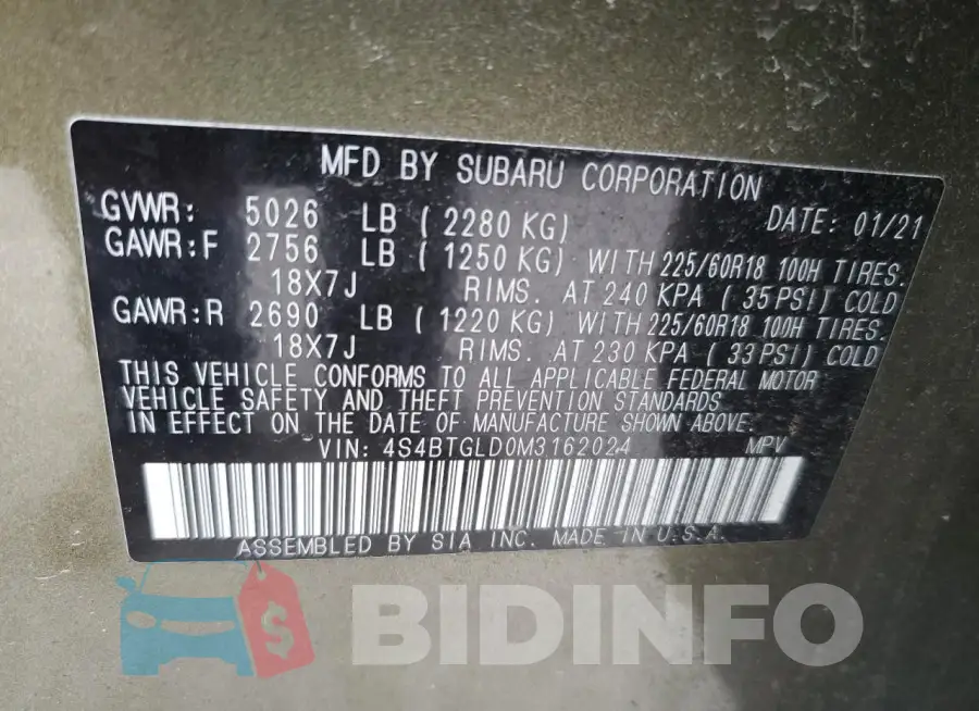4S4BTGLD0M3162024 Photo# 13