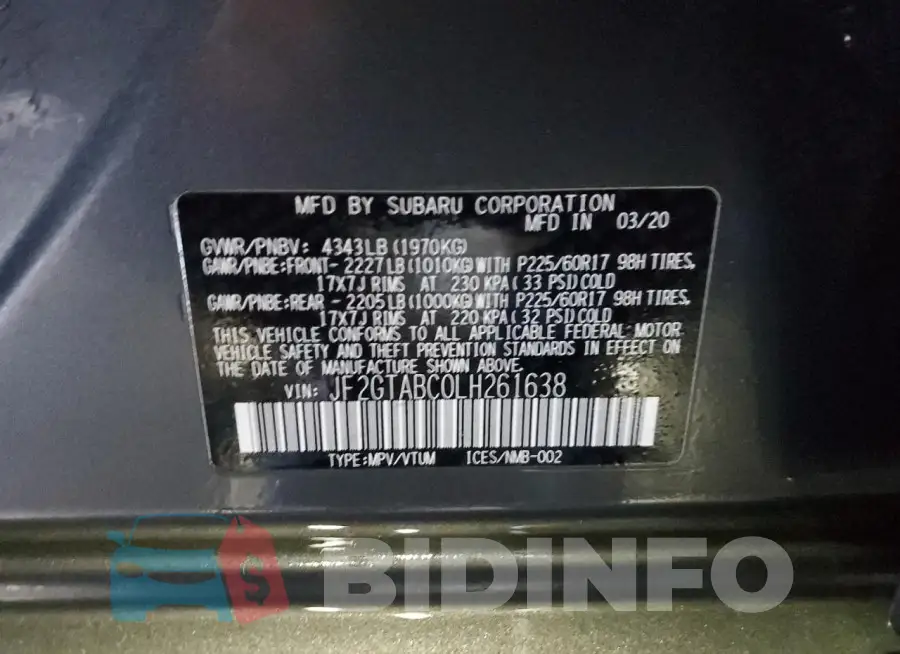 JF2GTABC0LH261638 Photo# 13