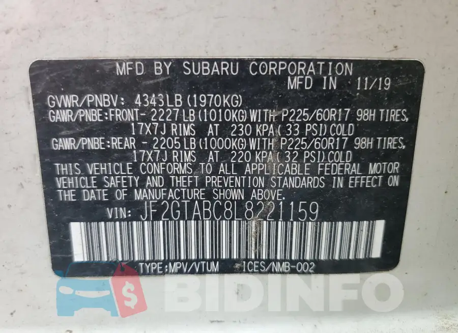 JF2GTABC8L8221159 Photo# 12