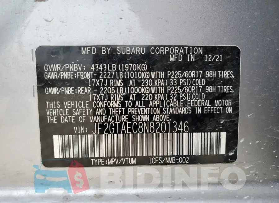JF2GTAEC8N8201346 Photo# 12