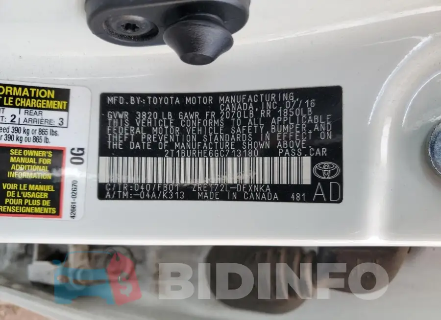 2T1BURHE6GC713180 Photo# 12