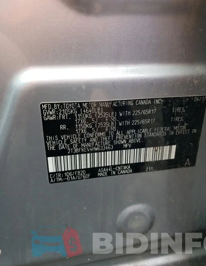 2T3BFREV4HW633463 Photo# 13