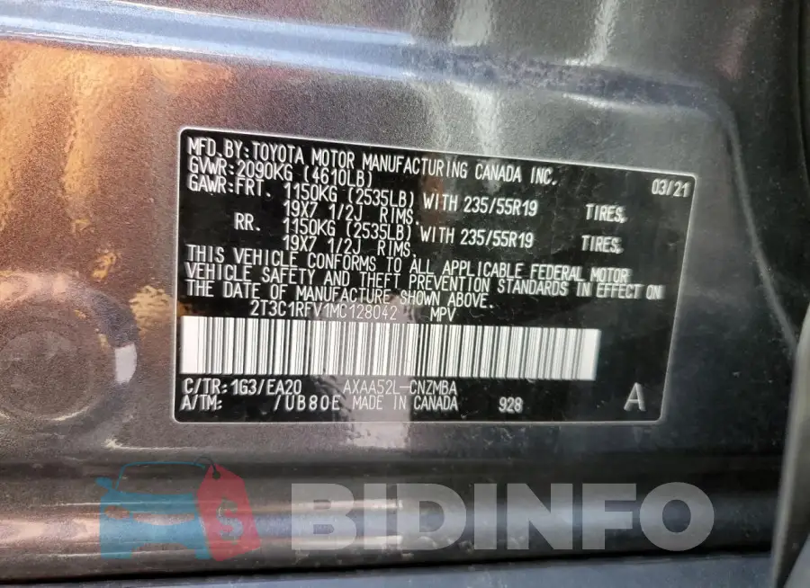 2T3C1RFV1MC128042 Photo# 13
