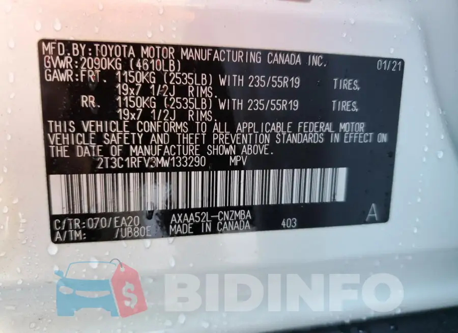 2T3C1RFV3MW133290 Photo# 13