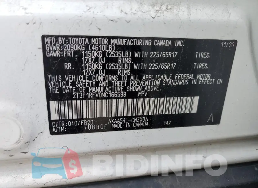 2T3F1RFV0MC166598 Photo# 12