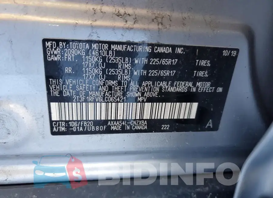 2T3F1RFV6LC065421 Photo# 12