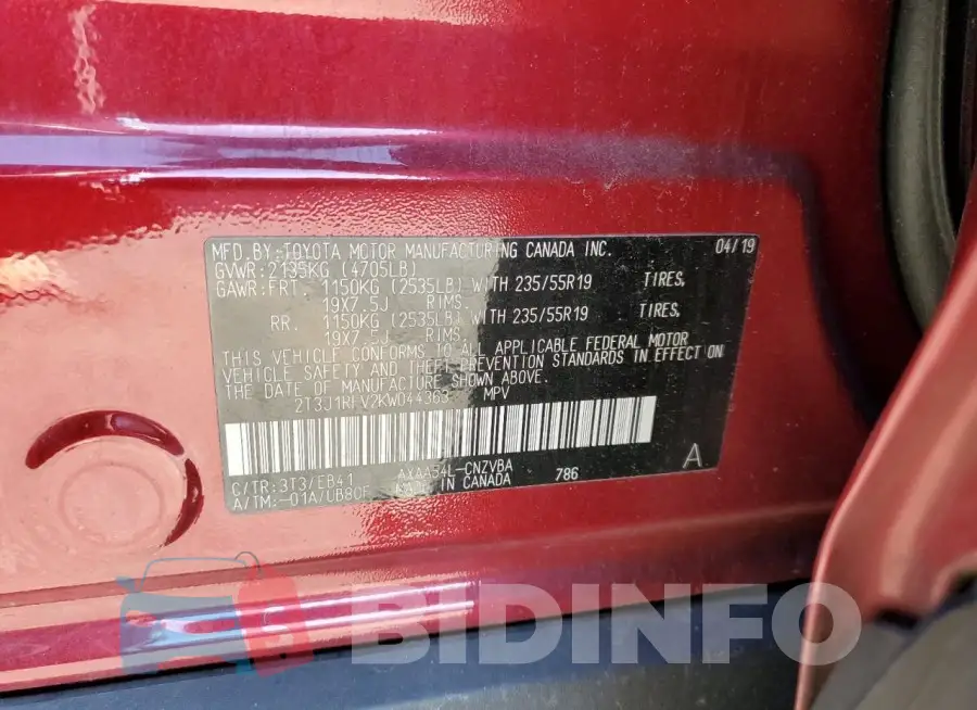 2T3J1RFV2KW044363 Photo# 13