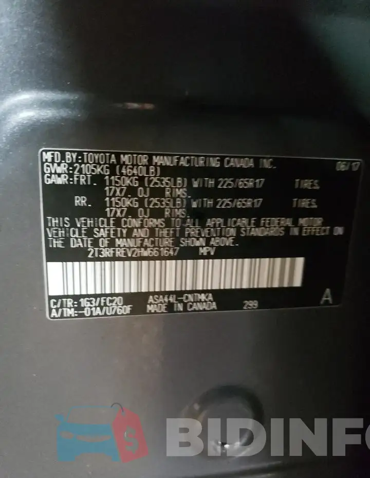 2T3RFREV2HW661647 Photo# 12
