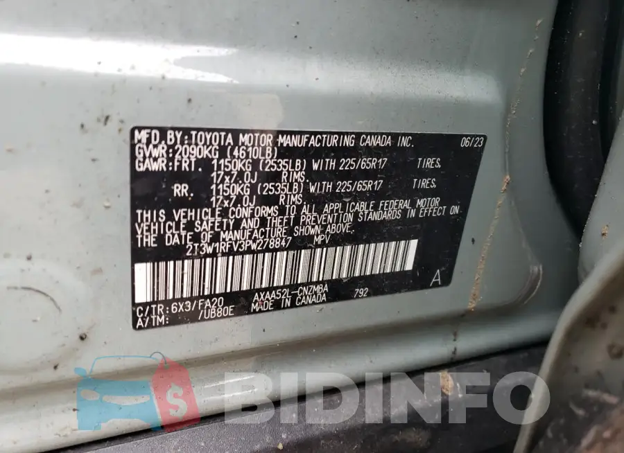 2T3W1RFV3PW278847 Photo# 13