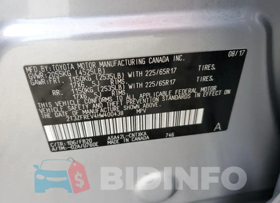 2T3ZFREV4HW400438 Photo# 12