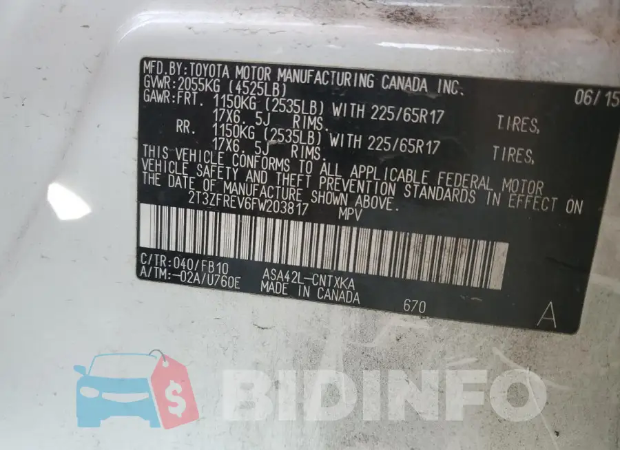 2T3ZFREV6FW203817 Photo# 13