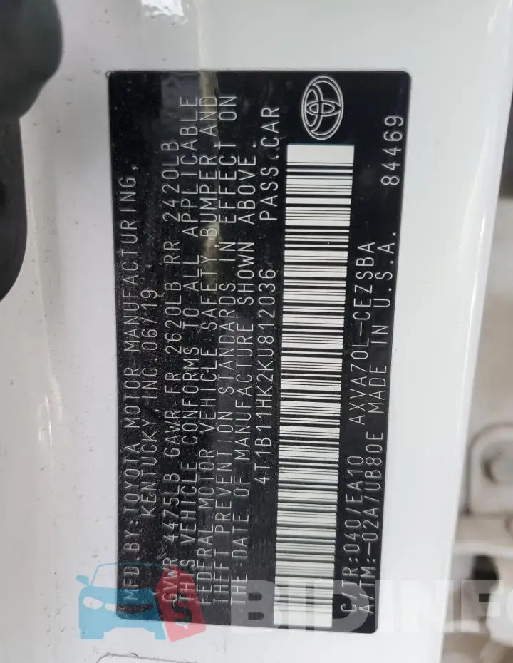 4T1B11HK2KU812036 Photo# 12