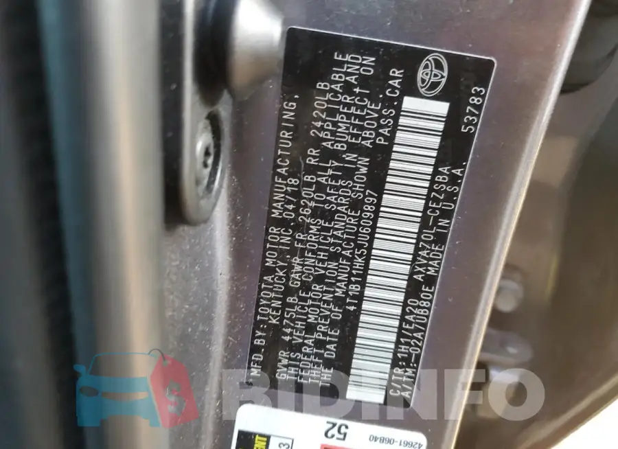 4T1B11HK5JU609897 Photo# 12
