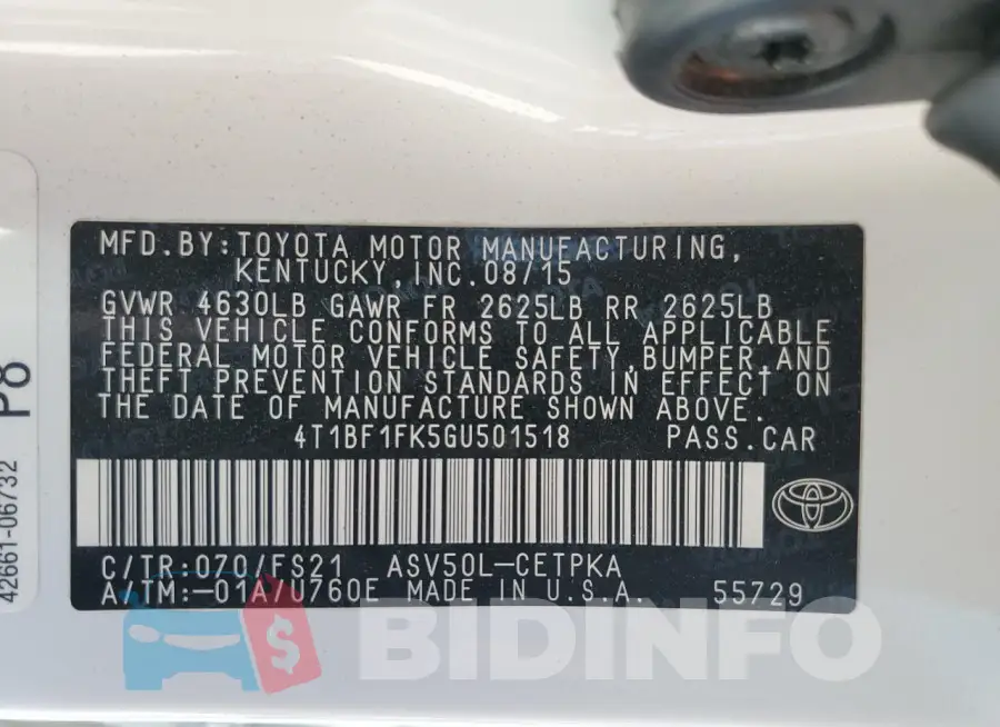 4T1BF1FK5GU501518 Photo# 12