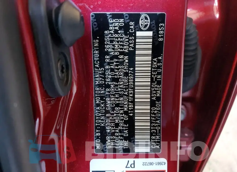 4T1BF1FK9FU989774 Photo# 12